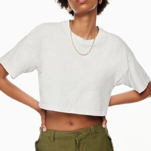 TNA Light Heather Gray Laid back Short Sleeve Crop T-Shirt